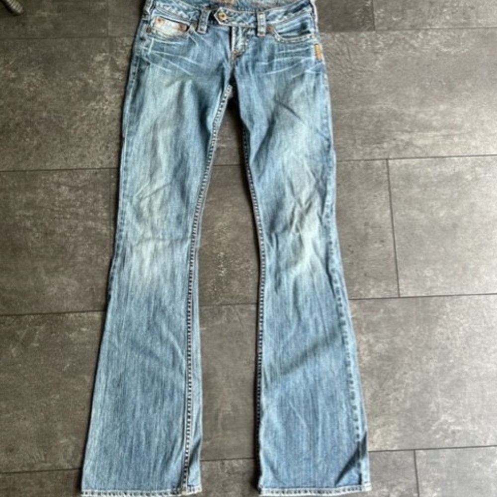 Silver boot cut long jeans size 26